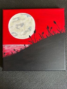 Handmade NWOT acrylic painting. Original artwork “Blood skies” on 8”x 8” canvas